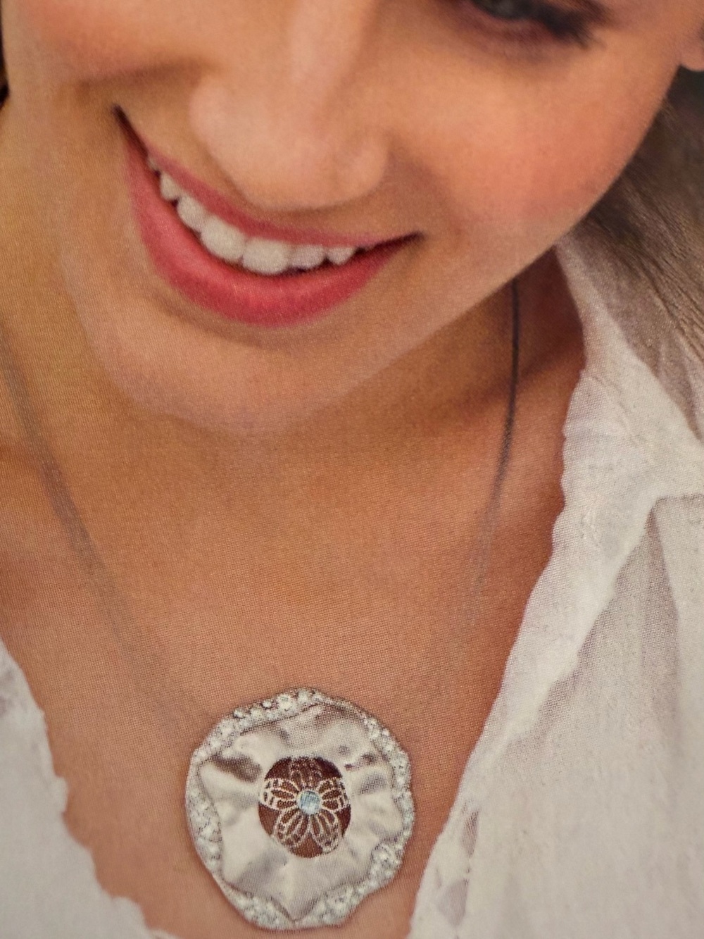 Touchstone Crystal Silver Floral Medallion Pendant Necklace